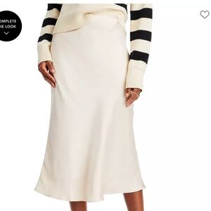 Hammered Satin Bias Cut Midi Skirt